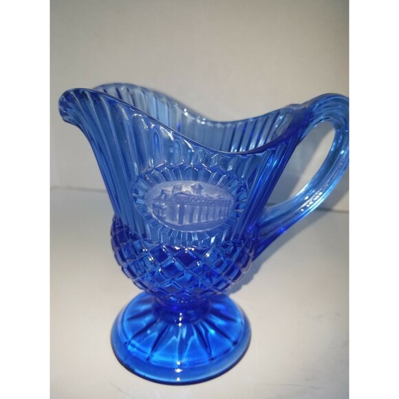 Vintage Avon Blue Fostoria Mt Vernon Glass Creamer 5"×3" - Picture 2 of 11